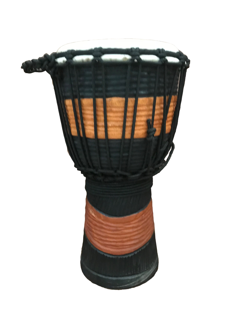Sacred Sounds 10” Djembe Hand Carved Grooves w/ Black Wave Tribal